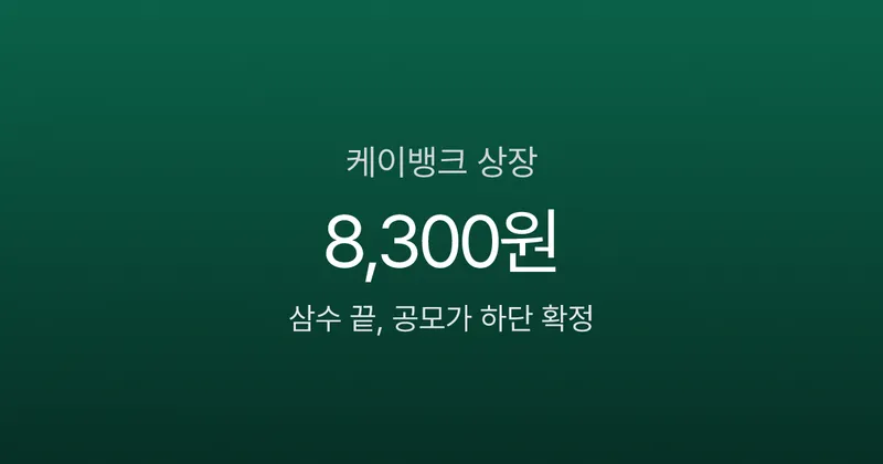케이뱅크 상장 삼수 끝, 공모가 8,300원 확정 후 주가 향방은?