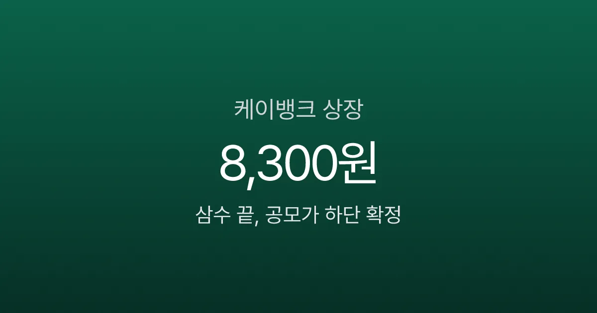 케이뱅크 상장 삼수 끝, 공모가 8,300원 확정 후 주가 향방은?
