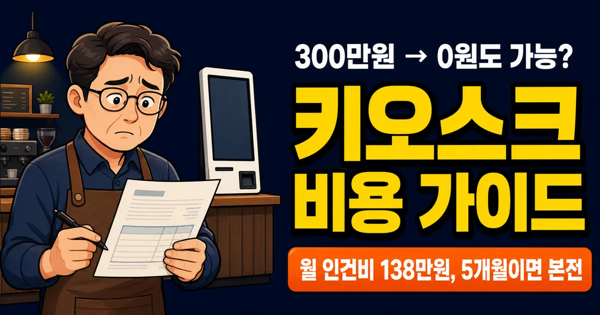 키오스크 설치 비용 300만원, 정부 지원받으면 0원 가능? (월 인건비 138만원 절약)