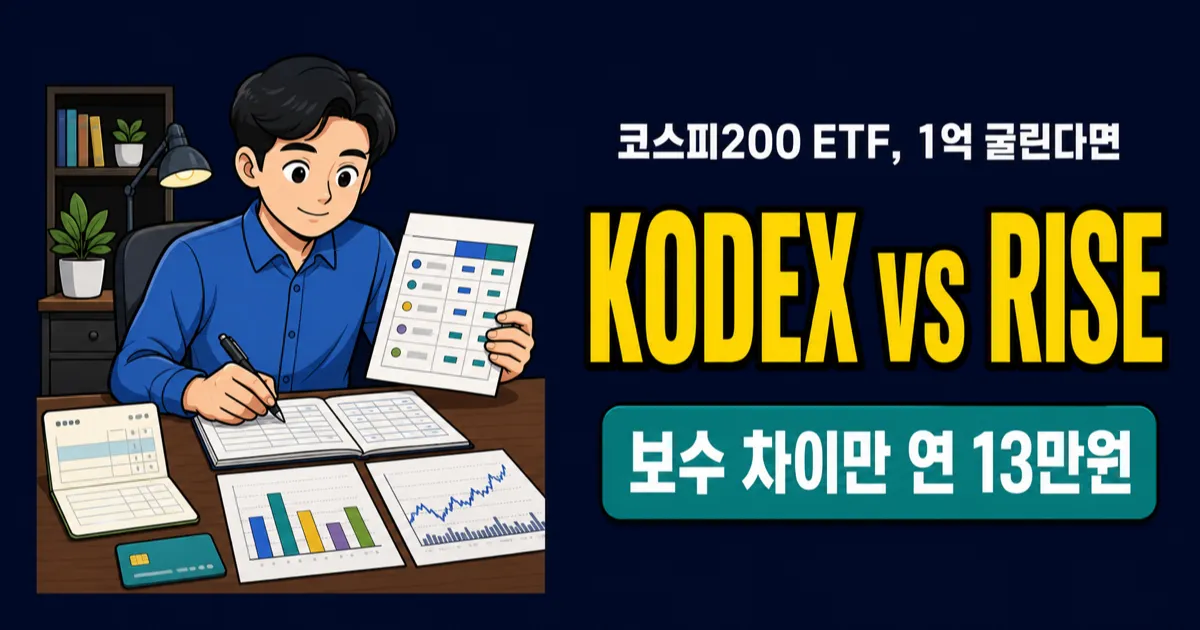 코스피200 ETF 1억 투자, 보수 13만원 차이? KODEX vs RISE