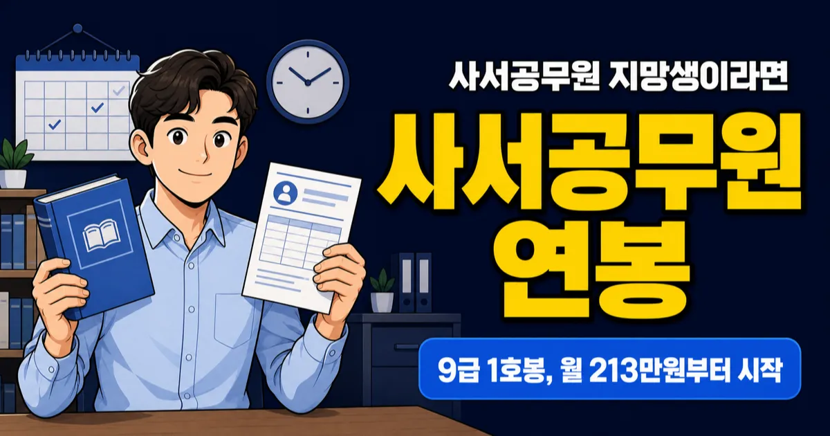 사서공무원 연봉 3,250만원? 9급 1호봉 월 213만원부터