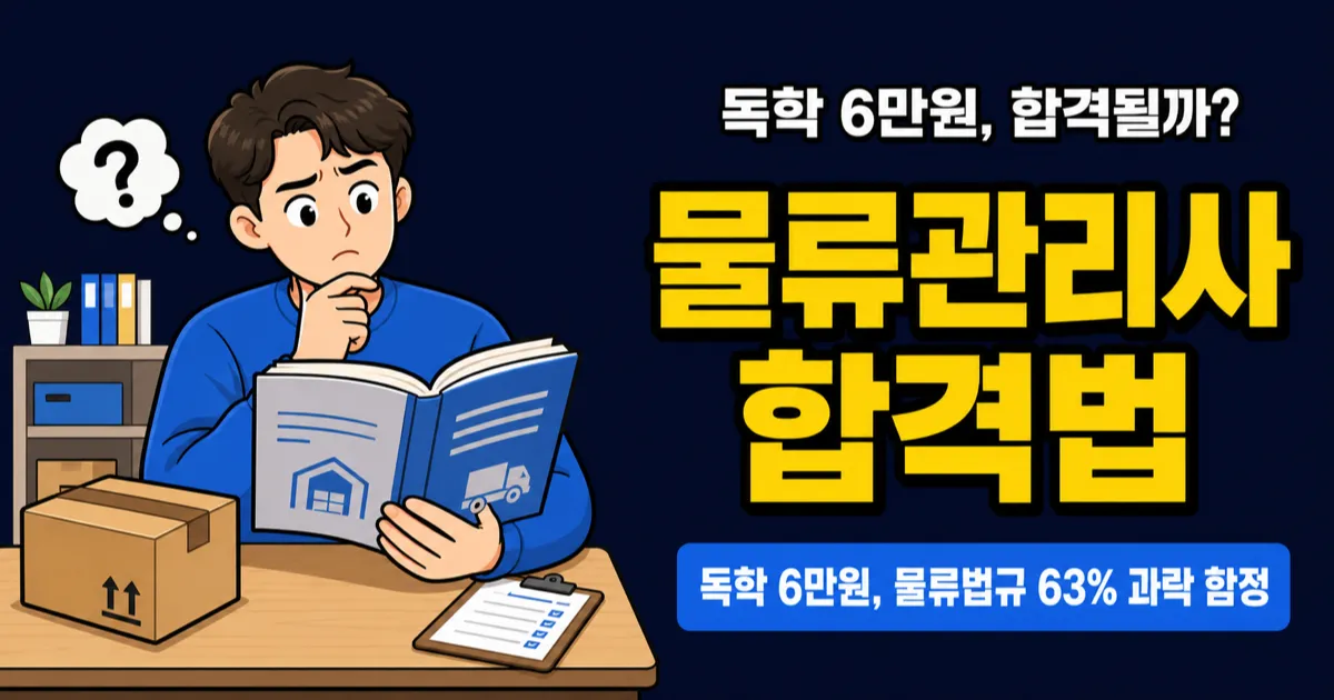 물류관리사 독학 비용 6만원 vs 인강 30만원, 합격률 33%인데 뭘 골라야 할까?