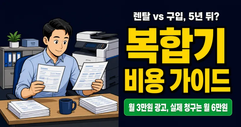 복합기 렌탈 월 3만원 vs 구입 80만원, 5년 토너·드럼까지 더하면 누가 이길까?