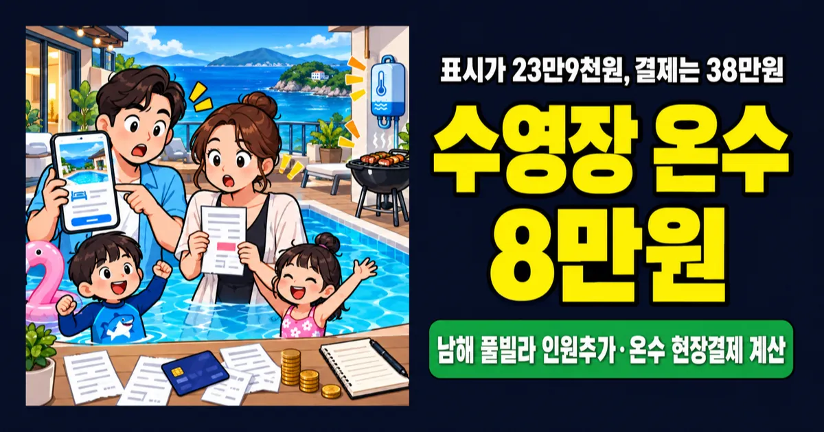 남해 풀빌라 1박 23만9천원인데, 수영장 물 데우면 38만원?