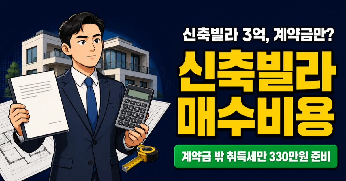신축빌라 3억원 매수, 계약금 말고 1,000만원 더 필요할까?