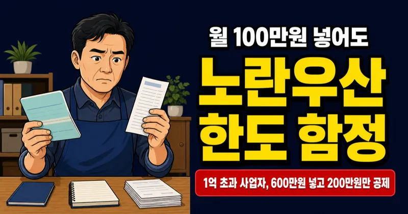 노란우산공제 한도, 사업소득 4천 이하면 600만원·1억 넘으면 200만원만
