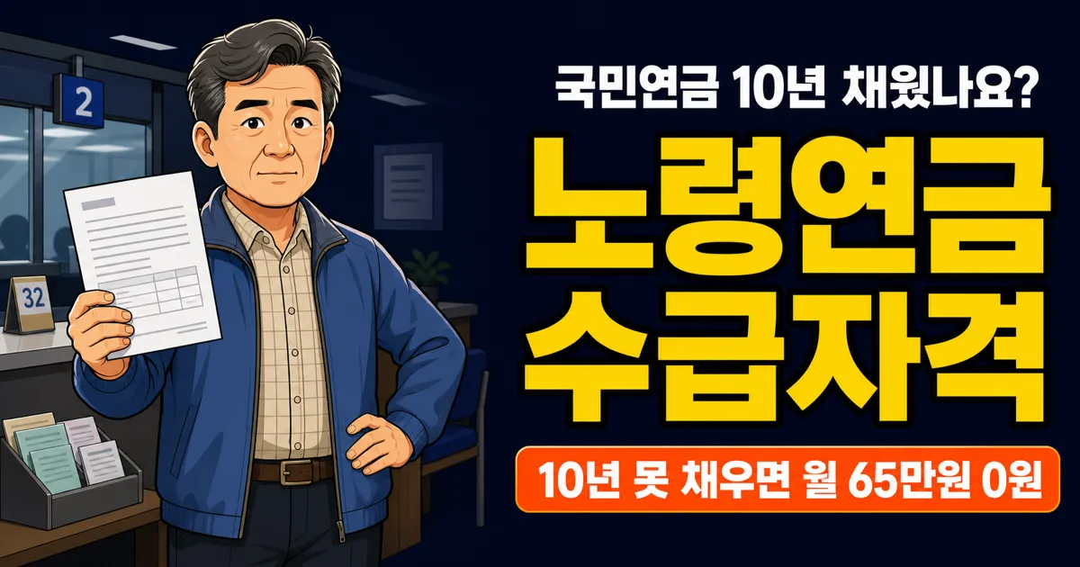 노령연금 수급자격, 10년 못 채우면 한 푼도 못 받는다고요?