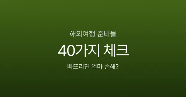해외여행 준비물 체크리스트, 빠뜨리면 현지에서 10만원 더 쓴다
