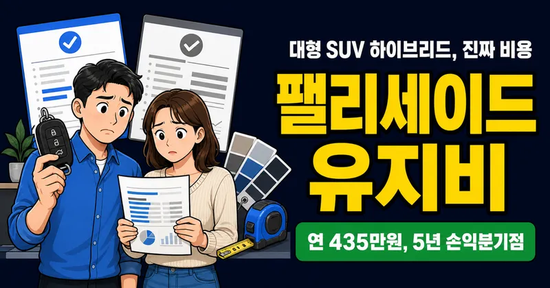 팰리세이드 하이브리드 유지비 연 435만원, 5년 타면 가솔린보다 이득일까?