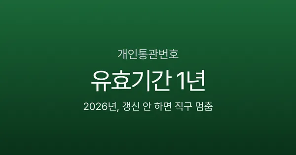 개인통관번호 유효기간 1년, 갱신 안 하면 직구 통관 막힌다 (2026)
