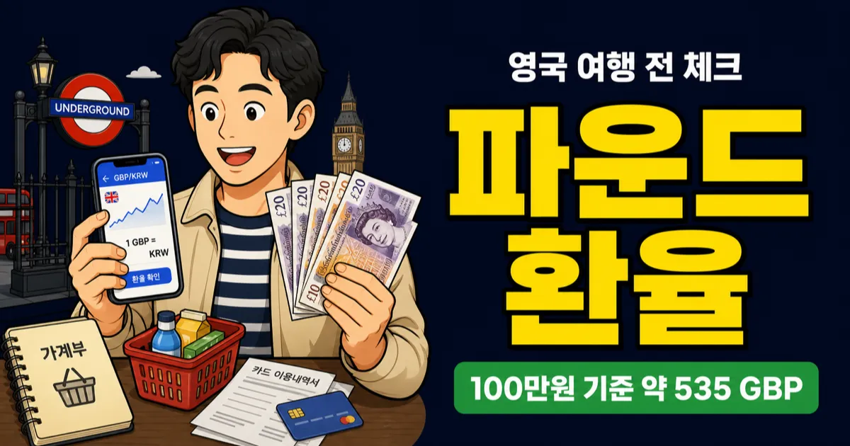 파운드 환율, 100만원이면 535파운드인데 현금 얼마?