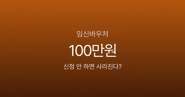 임신바우처 100만원, 신청 안 하면 그냥 사라진다고요?