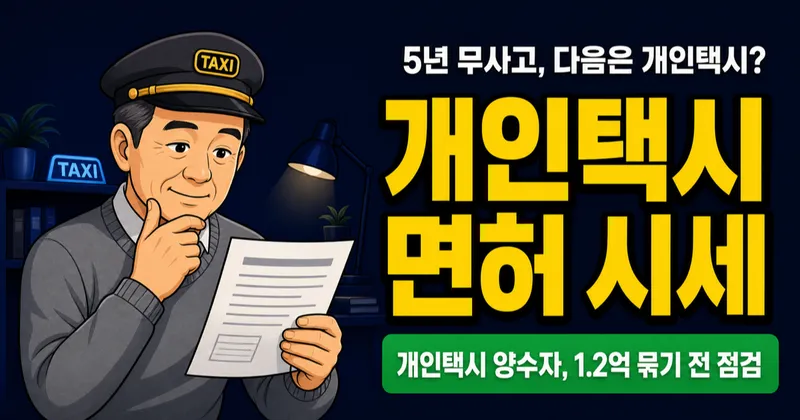 개인택시 면허 1억 1,500만원, 5년 무사고·교육 52만원이면 가능?