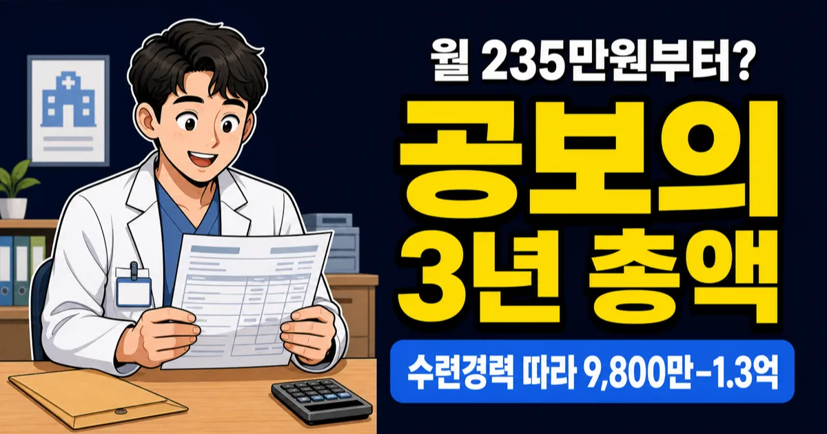 공중보건의 급여 235만원인데 3년 총액은 얼마일까? 2026 기준