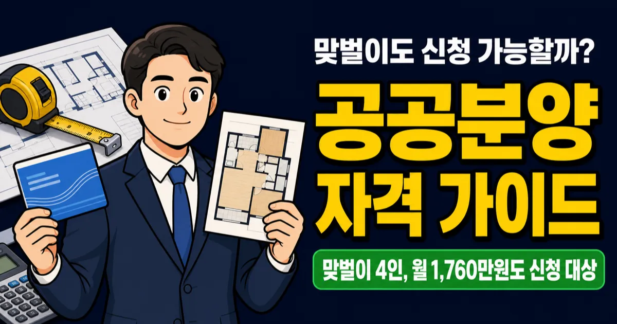 공공분양 자격, 맞벌이 월소득 1,760만원도 신청 가능하다고?