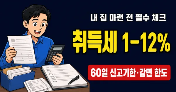 부동산 취득세 1–12%, 60일 안에 신고해야 할까요?
