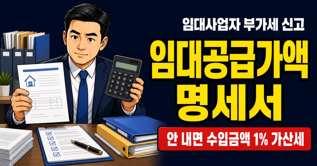 부동산임대공급가액명세서, 안 내면 가산세 1%? 보증금 1억 기준 실제 계산