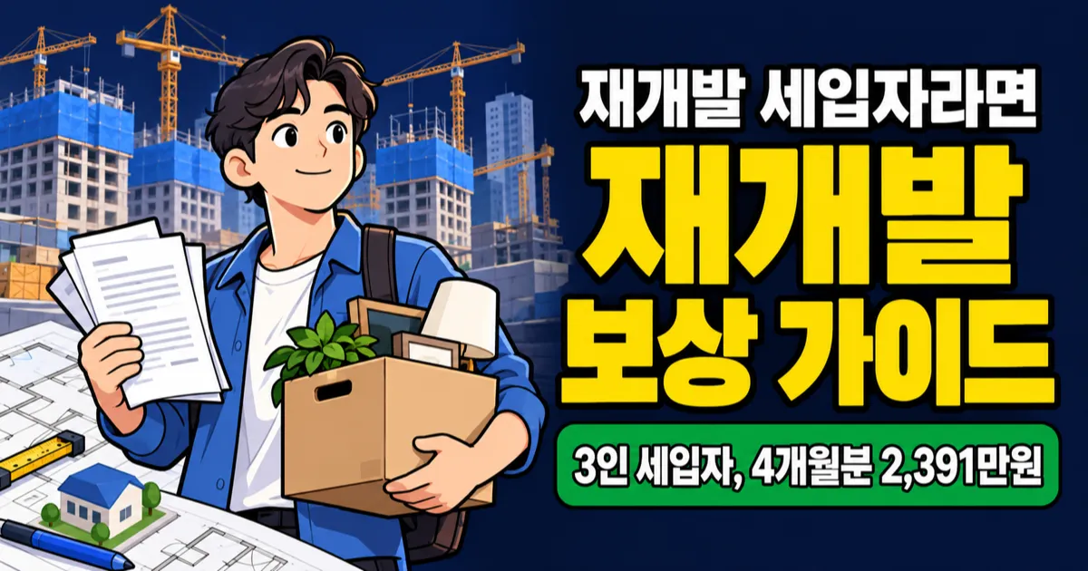 재개발 보상금, 세입자도 2,391만원 받는다? 주거이전비·이사비·현금청산 계산