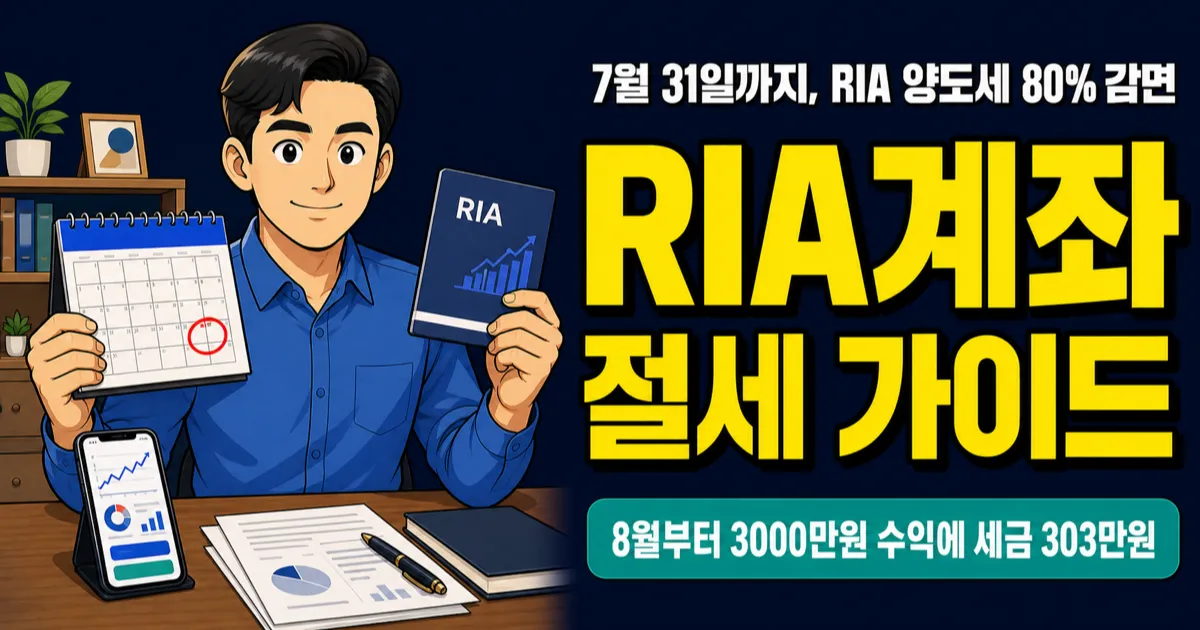 RIA계좌 양도세 0원, 5월 넘기면 303만원 더 낸다 — 감면율 시기별 비교