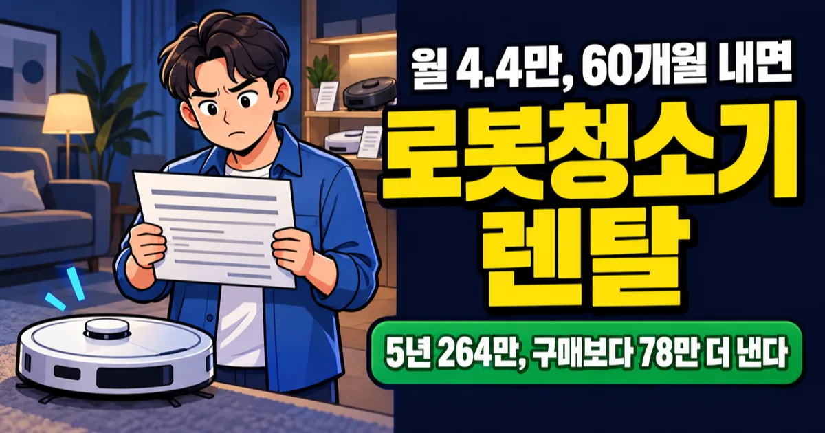 로봇청소기 렌탈 월 4만원대, 5년이면 구매보다 얼마 더 낼까?