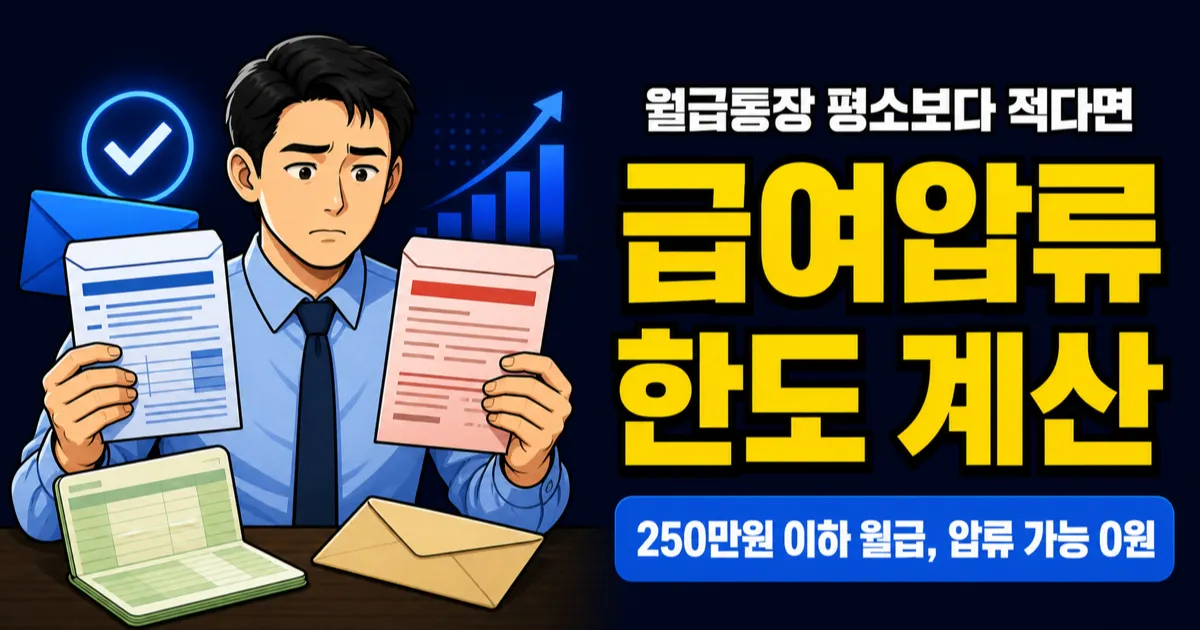 급여압류 250만원 이하면 0원, 월급 얼마나 남나요?