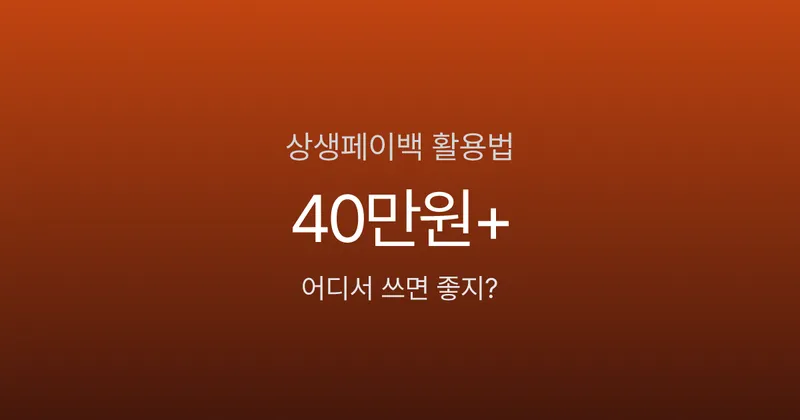 상생페이백 30만원이 40만원 된다고요? 이렇게 쓰면 됩니다