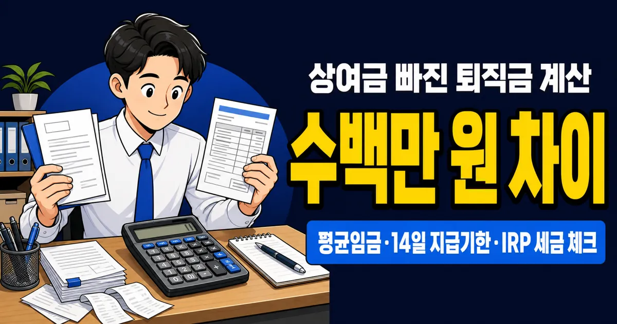 퇴직금 계산, 상여금 빠뜨리면 수백만 원 손해 — 세금·IRP까지