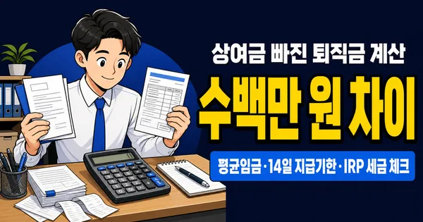 퇴직금 계산, 상여금 빠뜨리면 수백만 원 손해 — 세금·IRP까지