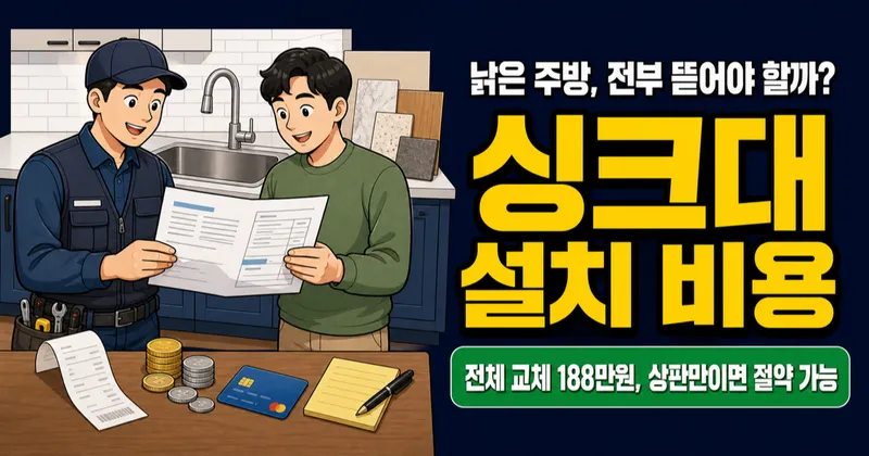 싱크대 설치 비용 188만 원, 상판만 바꾸면 100만 원 아낄까?