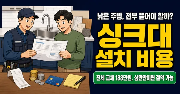 싱크대 설치 비용 188만 원, 상판만 바꾸면 100만 원 아낄까?