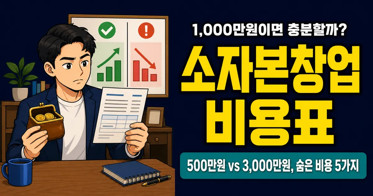 소자본창업 1,000만원이면 될까? 업종별 숨은 비용 5가지