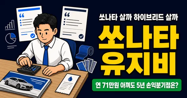 쏘나타 하이브리드 유지비, 연 71만원 아껴도 5년엔 손해일까?