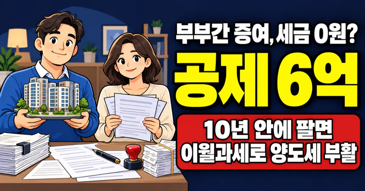 부부간 증여한도 6억, 아파트 넘기면 세금 0원? 10년 안에 팔면 달라집니다