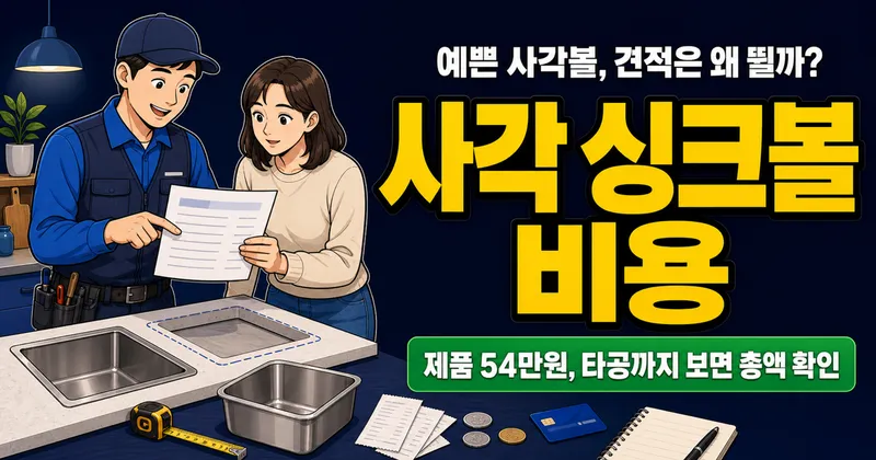 사각 싱크볼 비용 54만 원, 상판 타공까지 하면 70만 원일까?