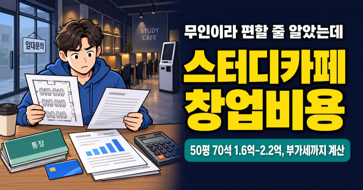 스터디카페 창업비용 2억인데, 독서실로 등록하면 부가세 10%가 빠질까?