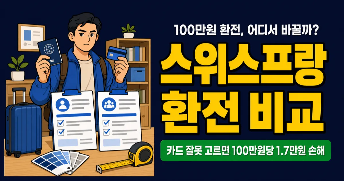 스위스프랑 환전, 100만원 바꾸면 수수료 1.7만원 차이 날까?
