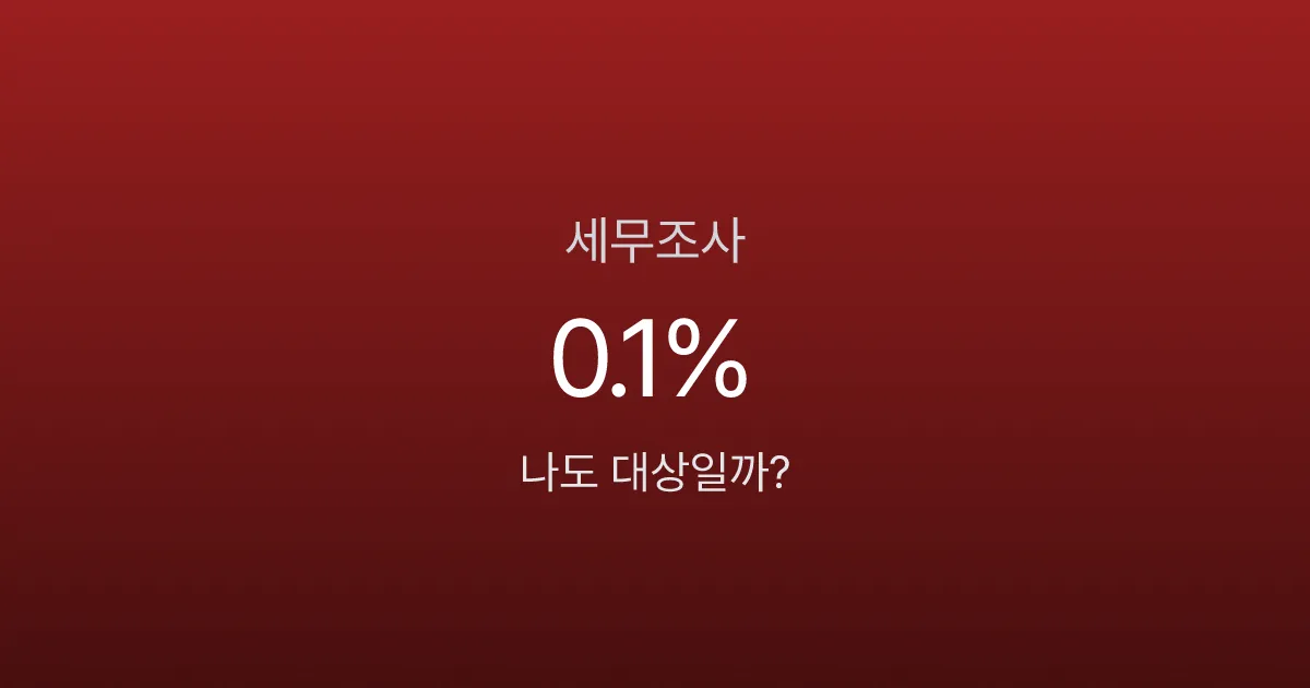 세무조사 대상 선정 확률 0.1%, 그래도 나한테 올 수 있다고요?