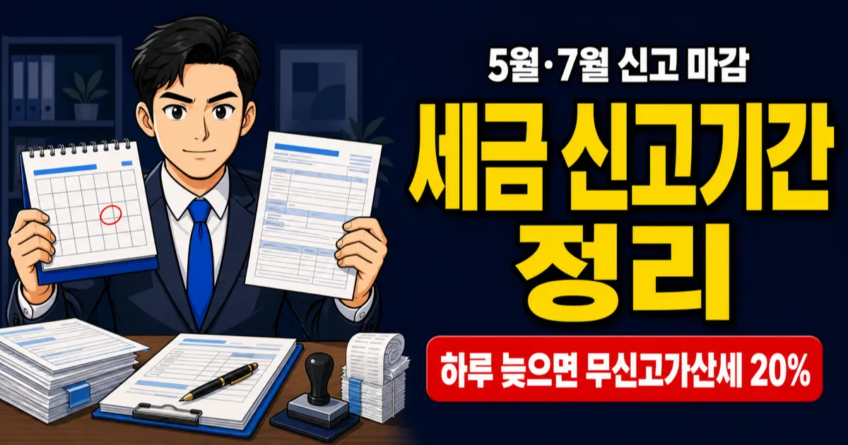 세금 신고기간, 5월·7월 놓치면 가산세 20%?