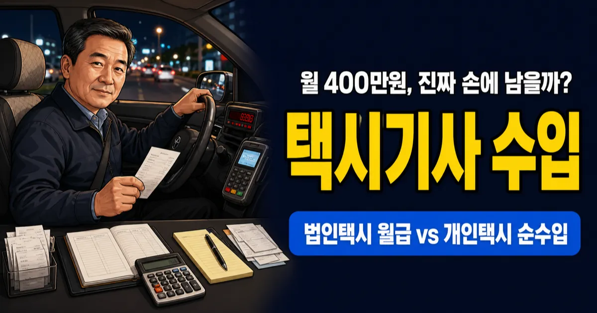 택시기사 수입 월 209만원인데 개인택시는 400만원일까?