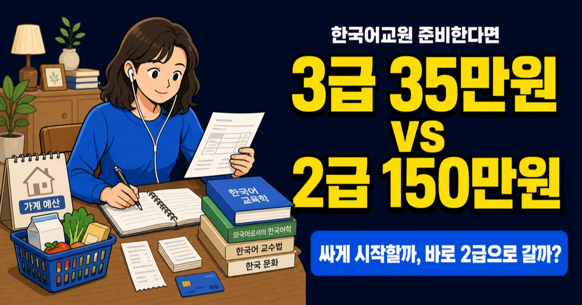 한국어교원자격증, 3급 35만원 vs 2급 150만원 뭐가 낫나요?