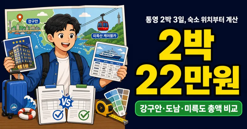 통영숙소 2박 22만원, 강구안 잡으면 이동비도 아낄까?