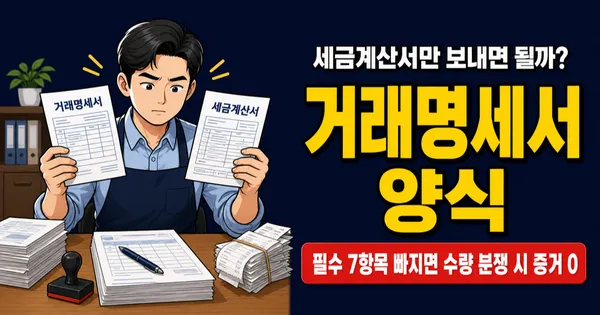 거래명세서 양식, 세금계산서랑 뭐가 다르길래 따로 쓰나요? 필수항목 7가지