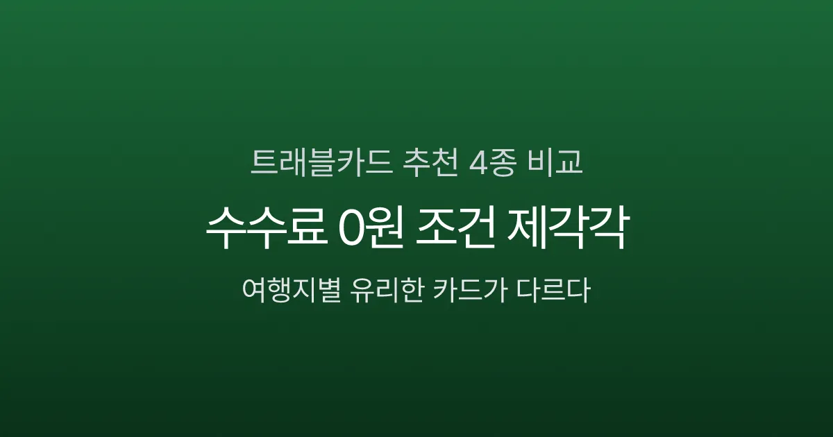 트래블카드 추천 4종 비교, 수수료 0원 조건이 제각각인 이유