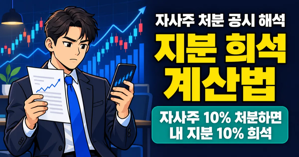자기주식 처분 공시, 내 지분 10% 희석될까? 블록딜 할인 5% 계산법