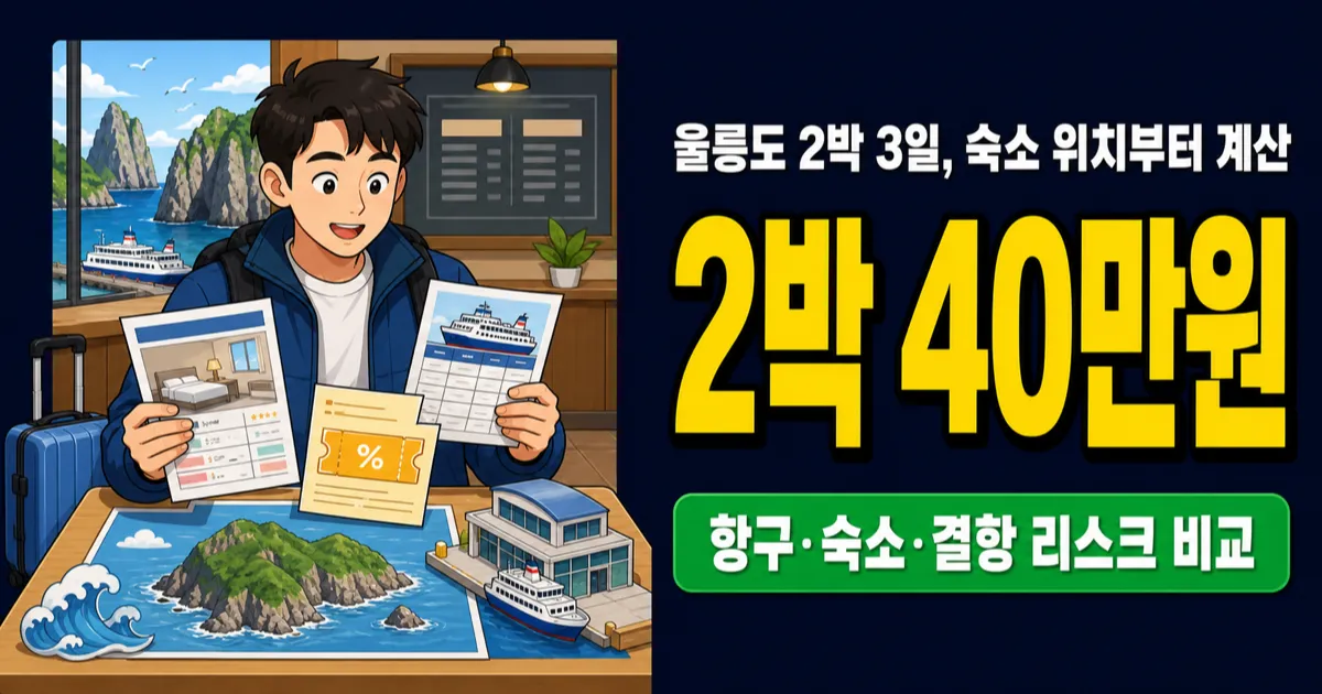 울릉도숙소 2박 40만원, 저동항 잡으면 배편 리스크 줄까?