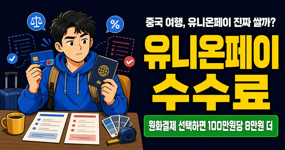 유니온페이 해외 수수료 0.8%, 비자보다 싸도 중국 여행엔 함정?