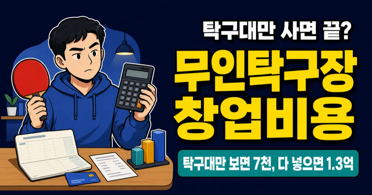 무인탁구장 창업비용 7천만원이면 될까? 35평 기준 계산