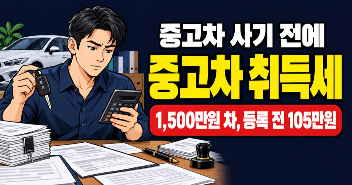 중고차 취득세 7%, 1,500만원 차면 105만원? 싸게 사도 시가표준액이 기준