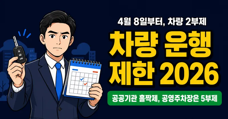 차량 5부제→2부제 강화, 4월 8일 홀짝제 시행 — 내 차 영향은? (2026)