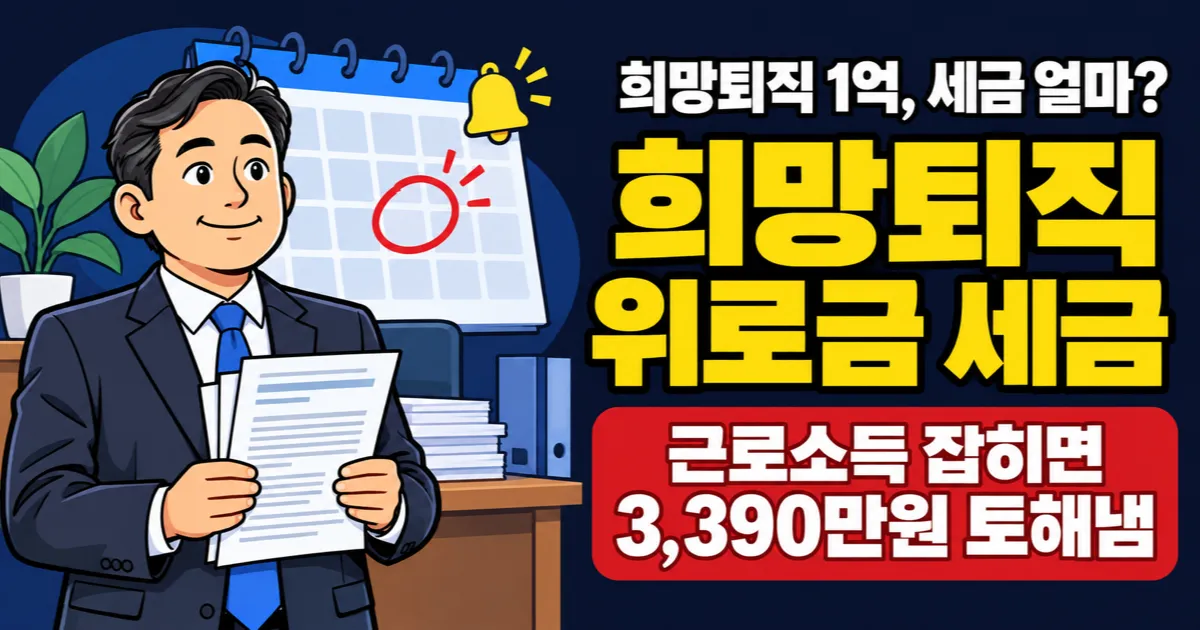 희망퇴직 위로금 1억 세금 650만원? 근로소득으로 잡히면 3,390만원